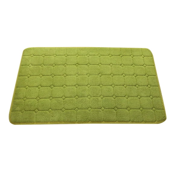 Memory Foam Bath Rug, Coral Fleece Embossed Floor Mat with Absorbent Feature, for Bathroom Entryway Kitchen Laundry Room - 50×80cm (≈20×32inch) Light Green