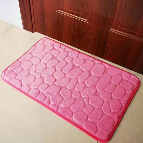 Memory Foam Bath Rug | Embossed Polka Dot Pattern | Water Absorbent & Machine Washable | Non-Slip PVC Backing | Soft Low-Pile Carpet for Bathroom, Kitchen, Entryway