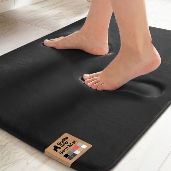 Memory Foam Bath Rug for Bathroom Floor, 24x16 Black, Machine Washable by GORILLA GRIP