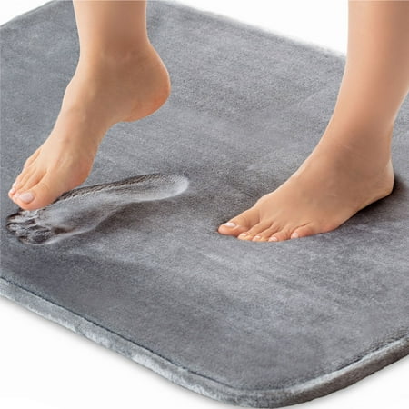 Memory Foam Bath Rug for Bathroom Floor, 24x16 Gray, Machine Washable by GORILLA GRIP