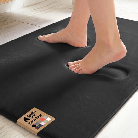 Memory Foam Bath Rug for Bathroom Floor, 35x24 Black, Machine Washable by GORILLA GRIP