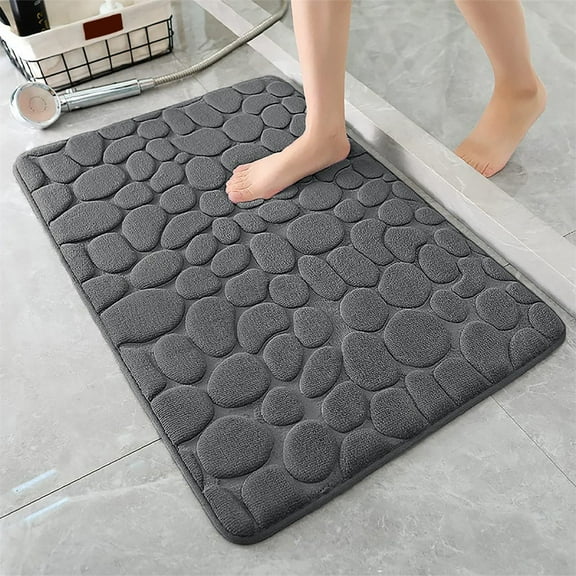 Memory Foam Bath Rug with Non-Slip Backing, Water Absorbent Washable Bathroom Mat, Soft Low Profile Carpet for Shower or Entryway