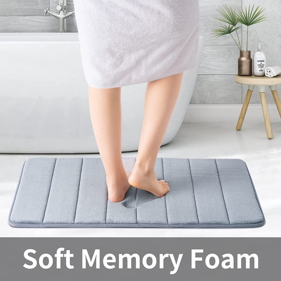Memory Foam Bath Rugs,16” x 24” Soft Absorbent Coral Fleece Bathroom Mats,Machine Washable Bathmat,Carpet Rug Room Decor for Shower Floor