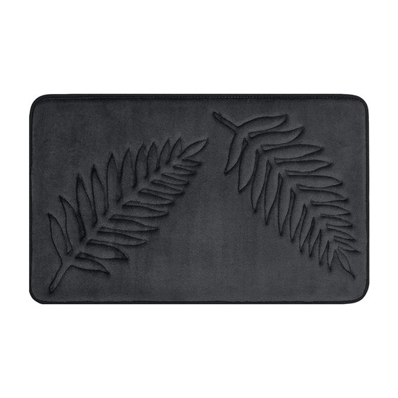 Memory Foam Bath Rugs, Leaf Bath Mat Non-Slip Absorbent Bath Mat, Machine Washable Rugs for Bathroom, Tub 16*24In Dark Gray