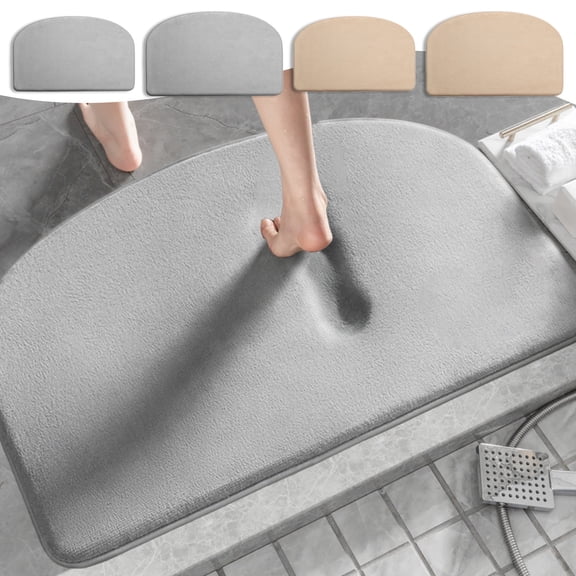 Memory Foam Bathroom Mat Non-Slip Absorbent Ultra Comfortable Velvet Rug for Soft Standing and Quick Drying in Master Bath and Powder Room Topliu