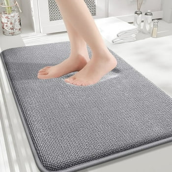 Memory Foam Bathroom Rug Mat 24x16, Luxury Extra Thick Ultra Soft and Absorbent Bath Mat, Machine Wash Dry, Non-Slip Bath Rug Carpet for Bathroom, Tub and Shower, Home Decor Accessories