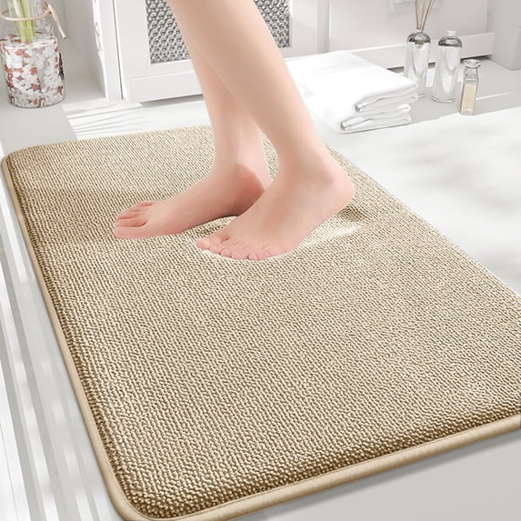 Memory Foam Bathroom Rug Mat 24x16, Luxury Extra Thick Ultra Soft and Absorbent Bath Mat, Machine Wash Dry, Non-Slip Bath Rug Carpet for Bathroom, Tub and Shower, Home Decor Accessories