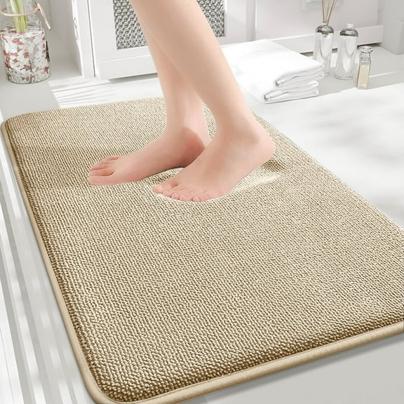 Memory Foam Bathroom Rug Mat 24x16, Luxury Extra Thick Ultra Soft and Absorbent Bath Mat, Machine Wash Dry, Non-Slip Bath Rug Carpet for Bathroom, Tub and Shower, Home Decor Accessories