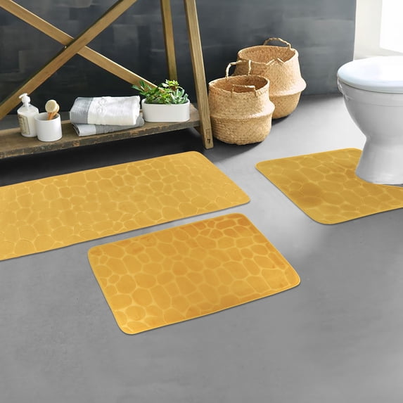 Memory Foam Bathroom Rugs Set 3 Piece Mustard Yellow