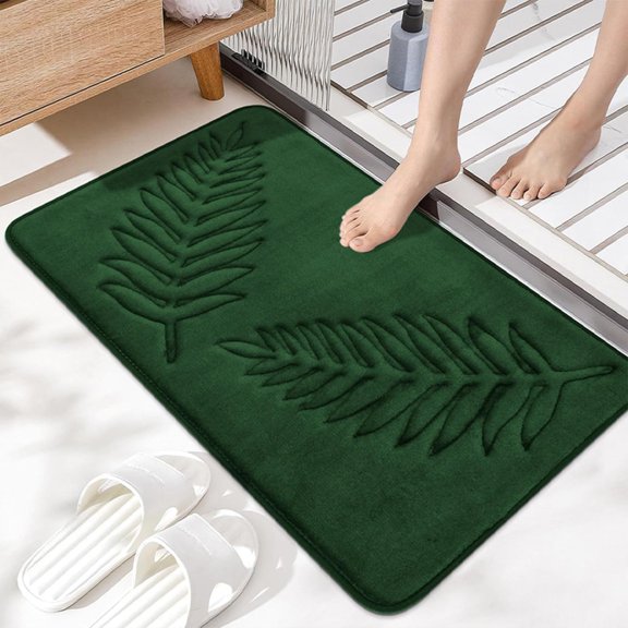 Memory Foam Bathroom Rugs, Ultra Soft and Absorbent Leaf Bath Mat, Cozy Flannel Velvet Washable Bathroom Mat