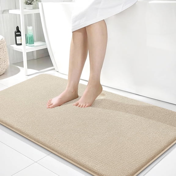 Memory Foam Bathroom Runner Rug 45 Inches by 27 Inches Beige Rectangular