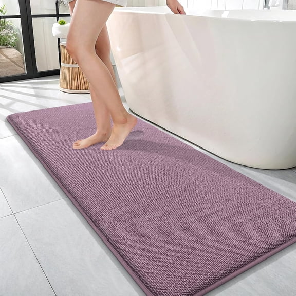 Memory Foam Bathroom Runner Rug 47 Inch by 17 Inch Rectangular Deep Plum