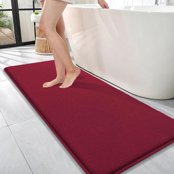Memory Foam Bathroom Runner Rug 47 Inches by 17 Inches Rectangular Burgundy