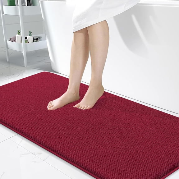 Memory Foam Bathroom Runner Rug 47 Inches by 24 Inches Rectangular Burgundy