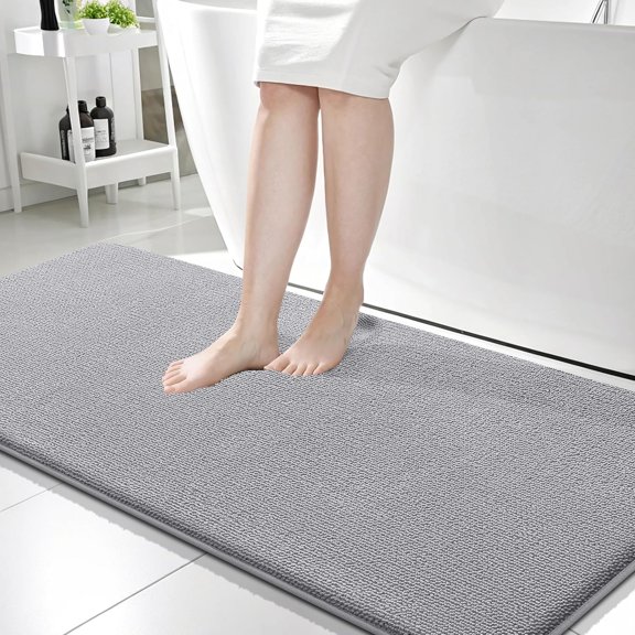 Memory Foam Bathroom Runner Rug 59 X 24 Inches Rectangular Grey Non-Slip Quick Dry Machine Washable