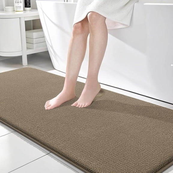 Memory Foam Bathroom Runner Rug 70 x 24 Inches Tan Rectangular