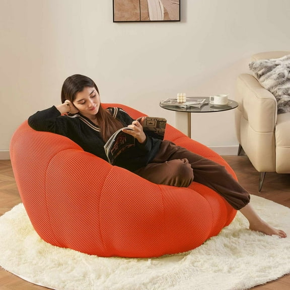 Memory Foam Bean Bag Chair, Regular Size, Orange (Set of 1)