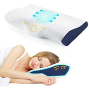 Memory Foam Bed Pillow Cervical Pillow for Neck Pain Relief Contour Orthopedic Ergonomic Pillows Blue