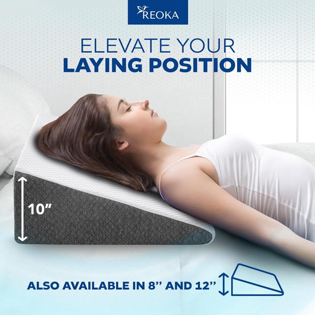 Memory Foam Bed Wedge Pillow (10" Height) for Sleeping; Wedge Pillow