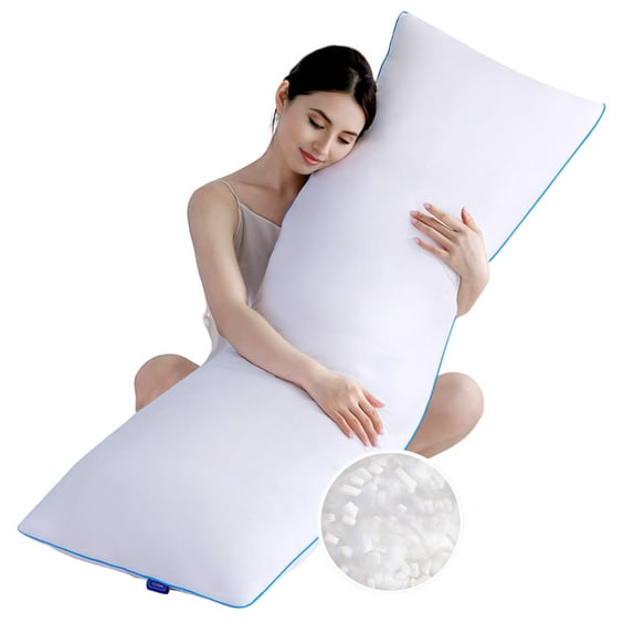 Memory Foam Body Pillow Insert, Full Body Pillow for Adults 20x54 Inches, Long Bed Pillow for Side Sleepers, Support Pillow for Back Hip Pain Relief, White