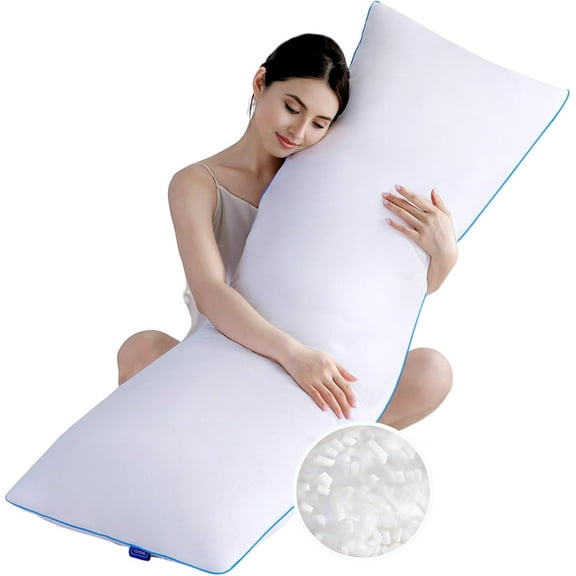 Memory Foam Body Pillow Insert - Full Body Pillow for Adults - Soft Large Long Bed Pillow for Side Sleeper (White, 20 Inchx54 Inch)