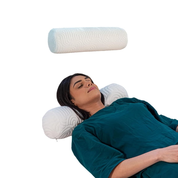 Memory Foam Bolster Pillow, Side Pillow For Sleeping - X Small Size - 18 L X 5 W X 5 H Inches | Round Soft Pillow For Bed & Sofa - Decorative Pillow For Back & Neck Support - Pack Of 1