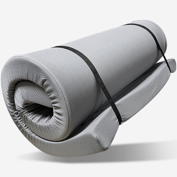 LuckyNote Memory Foam Camping Mattress, 75"x38"x4" Foldable, Water-Resistant Cover, Portable for RV Guest Room, Grey