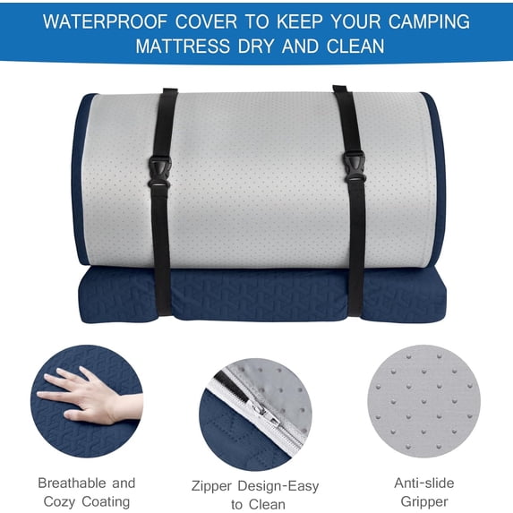 Memory Foam Camping Mattress Pad 3 Inch Thick Waterproof Roll Sleeping Pad for Tent Travel