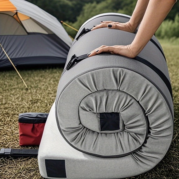 Memory Foam Camping Mattress Pad - Comfort-Cell Portable Sleeping Mat for Adults, Roll-Up Floor Mattress for Guest/ Tent/ SUV/ Cot, Foldable for Camping & Travel (Multi-Use)