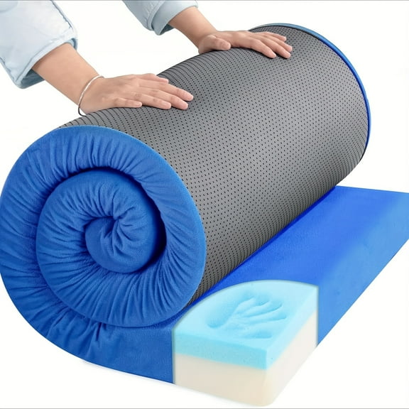 Memory Foam Camping Mattress, Portable Roll Up Travel Car Camping Mattress Sleeping Pad & Floor Mattress, Mattress Guest Bed for Sleepover with Cover & Travel Bag