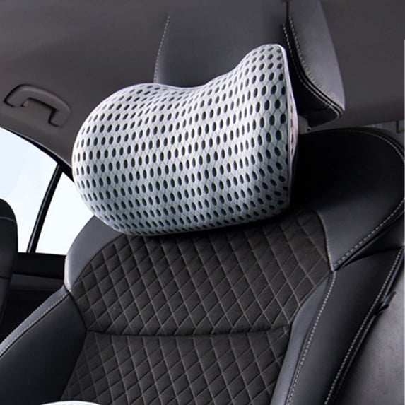 Memory Foam Car Neck Pillow for Head and Spine Support - Breathable Velvet Travel Headrest Cushion for Stress Relief - Lumbar Back Support for Car, Plane, Train, Home Gray