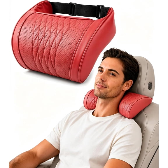 Memory Foam Car Neck Pillow – Universal Memory Foam Car Headrest & Neck Pillow (Red)