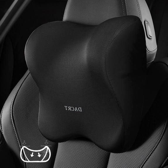 Memory Foam Car Neck Pillow with Breathable Velvet Cover, 7.9x9.8 Inch Ergonomic Headrest for Travel, Office & Commuting,Black