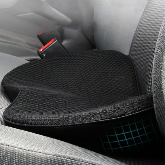 Memory Foam Car Seat Cushion | Lumbar Support Pad for Driver & Passenger | Wedge Design Improves Posture & Raises Height | Breathable Cover | Detachable & Washable | 22x22x10cm | Black | 1 Pack