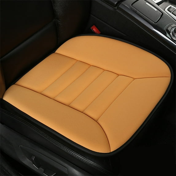 Memory Foam Car Seat Cushion - Non-Slip Gel Base & Breathable Mesh Cover - Universal Fit (19x18x1in) Orange
