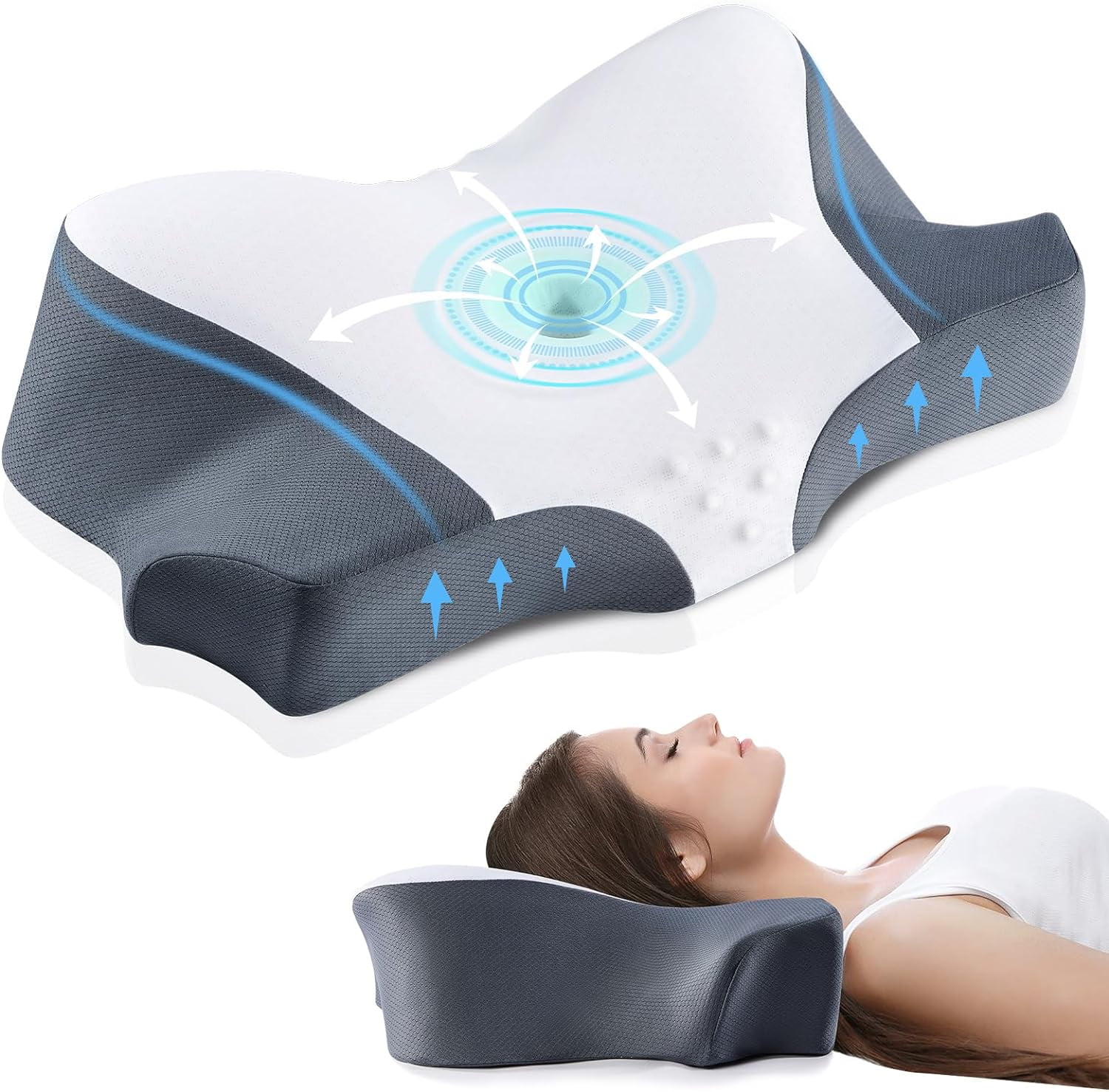Memory Foam Cervical Neck Pillow, Cervical Pillow for Neck Pain Relief, Orthopedic Ergonomic