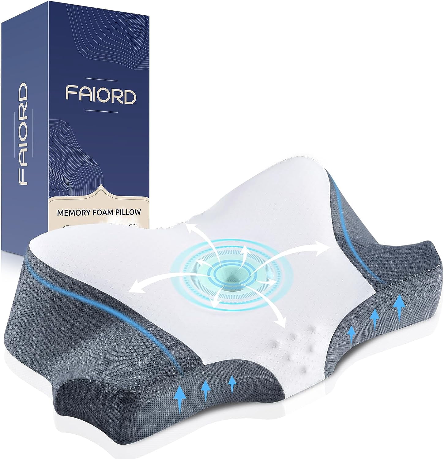Memory Foam Cervical Neck Pillows, for Neck and Shoulder Pain Relief ...