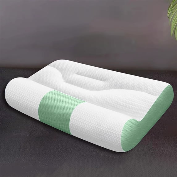 Memory Foam Cervical Pillow for Neck Pain Relief - Orthopedic Contour Pillow for Side/Back/Stomach Sleepers, Ergonomic Support for Spine Alignment (Green)