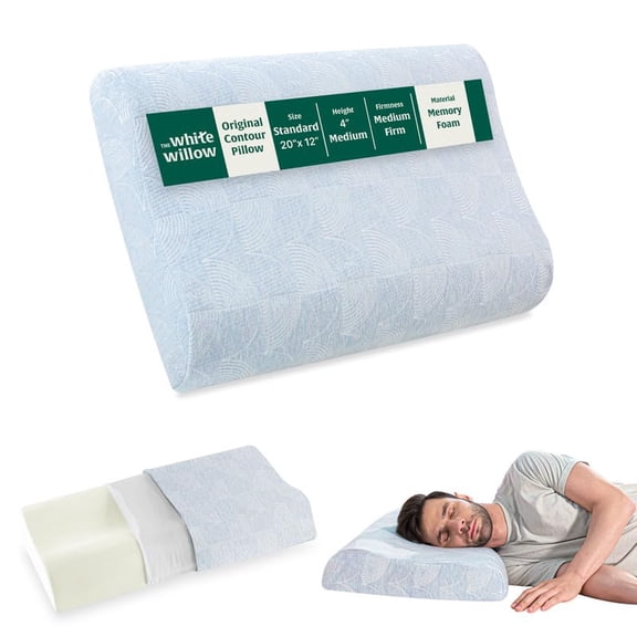 Memory Foam Cervical Pillow, For Neck, Shoulder & Spondylitis Pain Relief - 20 L X 13 W X 4 H Inch | Sky-Blue, Orthopedic Contour Bed Pillow For Sleeping, Removable Cover - Pack Of 1