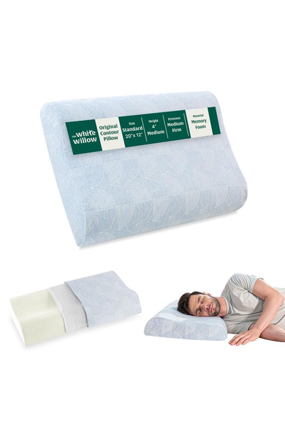 Memory Foam Cervical Pillow, For Neck, Shoulder & Spondylitis Pain Relief - 20 L X 13 W X 4 H Inch | Sky-Blue, Orthopedic Contour Bed Pillow For Sleeping, Removable Cover - Pack Of 1