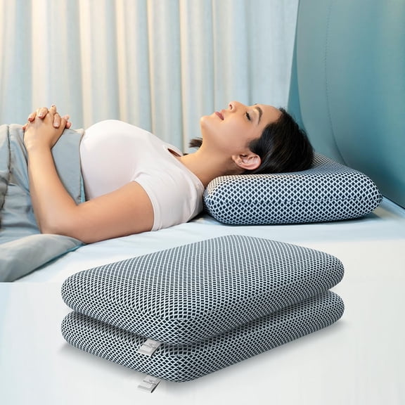 Memory Foam Cervical Pillow, Orthopedic Pillow, Standard Size - 20 X 13 X 4 Inch | Midnight Blue, For Neck & Shoulder Pain Relief | Removable Zipper Cover, Sleeping Pillow - Pack 2