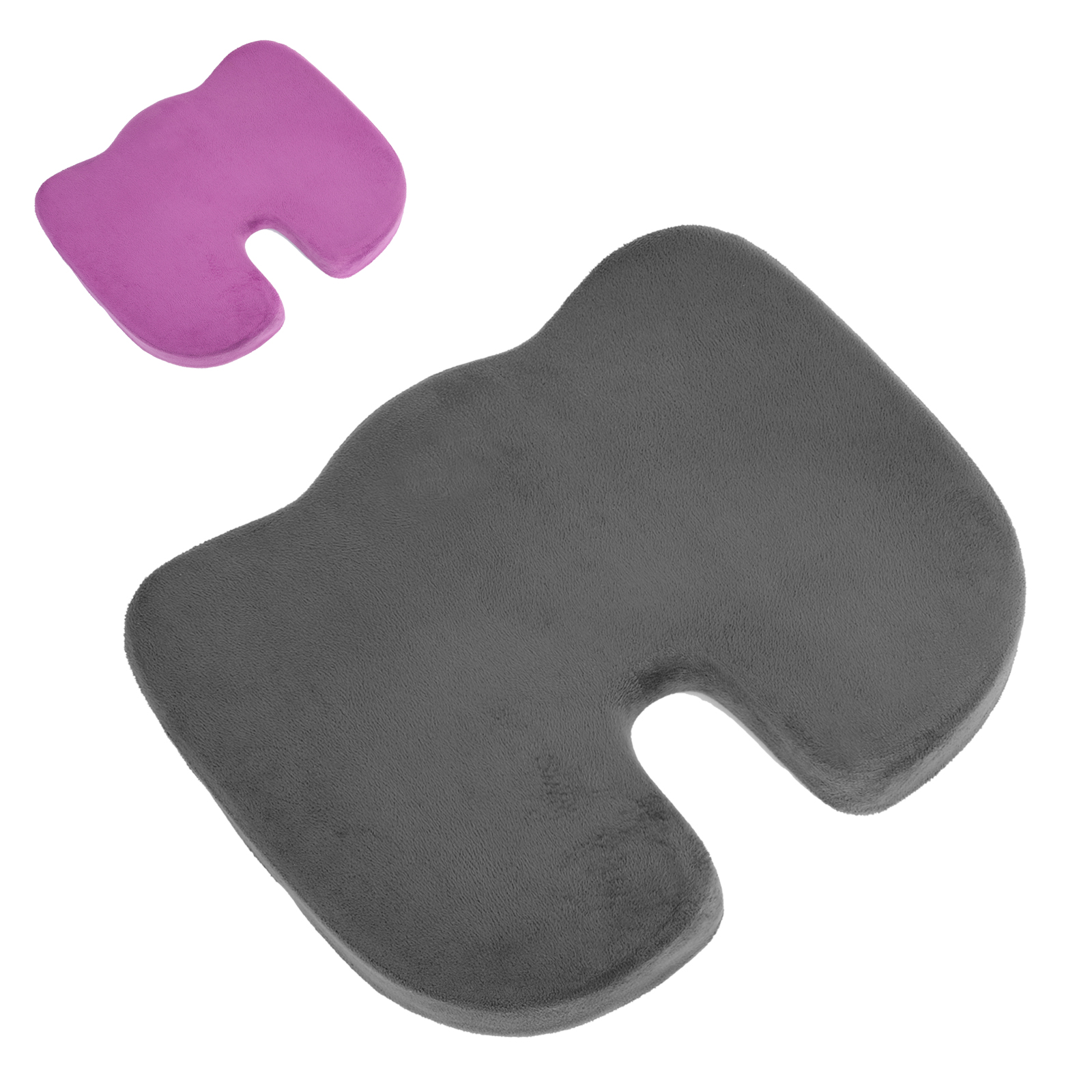 Memory Foam Chair Cushion Office Seat Pad For Relief Pain Tailbone Coccyx Pillow（Gray and Purple