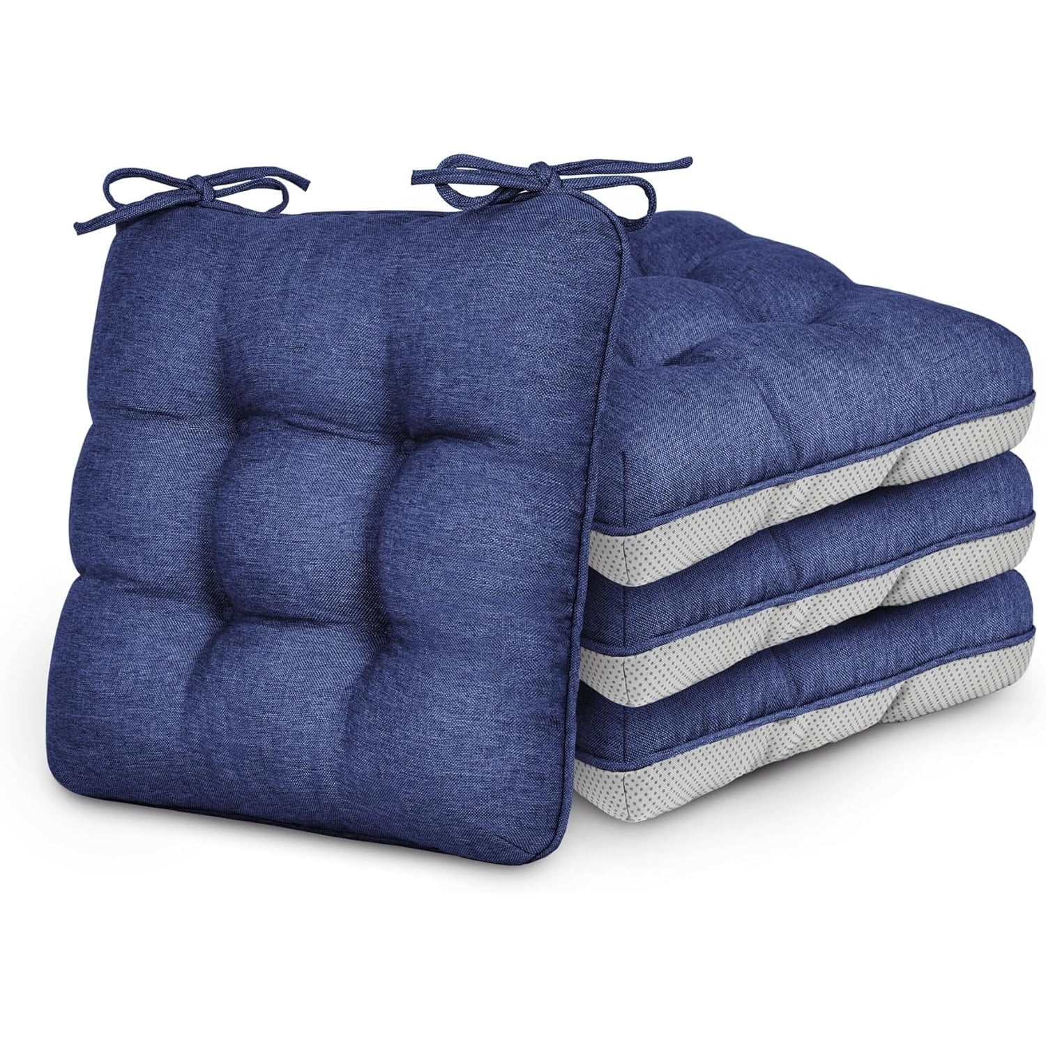 Memory Foam Chair Cushions Set of 4, Outdoor/Indoor Chair Pads for Dining Chairs 4 Pack, Seat Cushions for Kitchen, Dining Room, Office, Patio Chairs, 15.5"x15.5"x3.5"