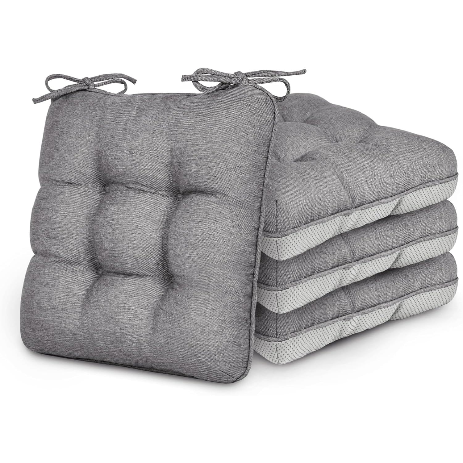 Memory Foam Chair Cushions Set of 4, Outdoor/Indoor Chair Pads for Dining Chairs 4 Pack, Seat Cushions for Kitchen, Dining Room, Office, Patio Chairs, 15.5"x15.5"x3.5"