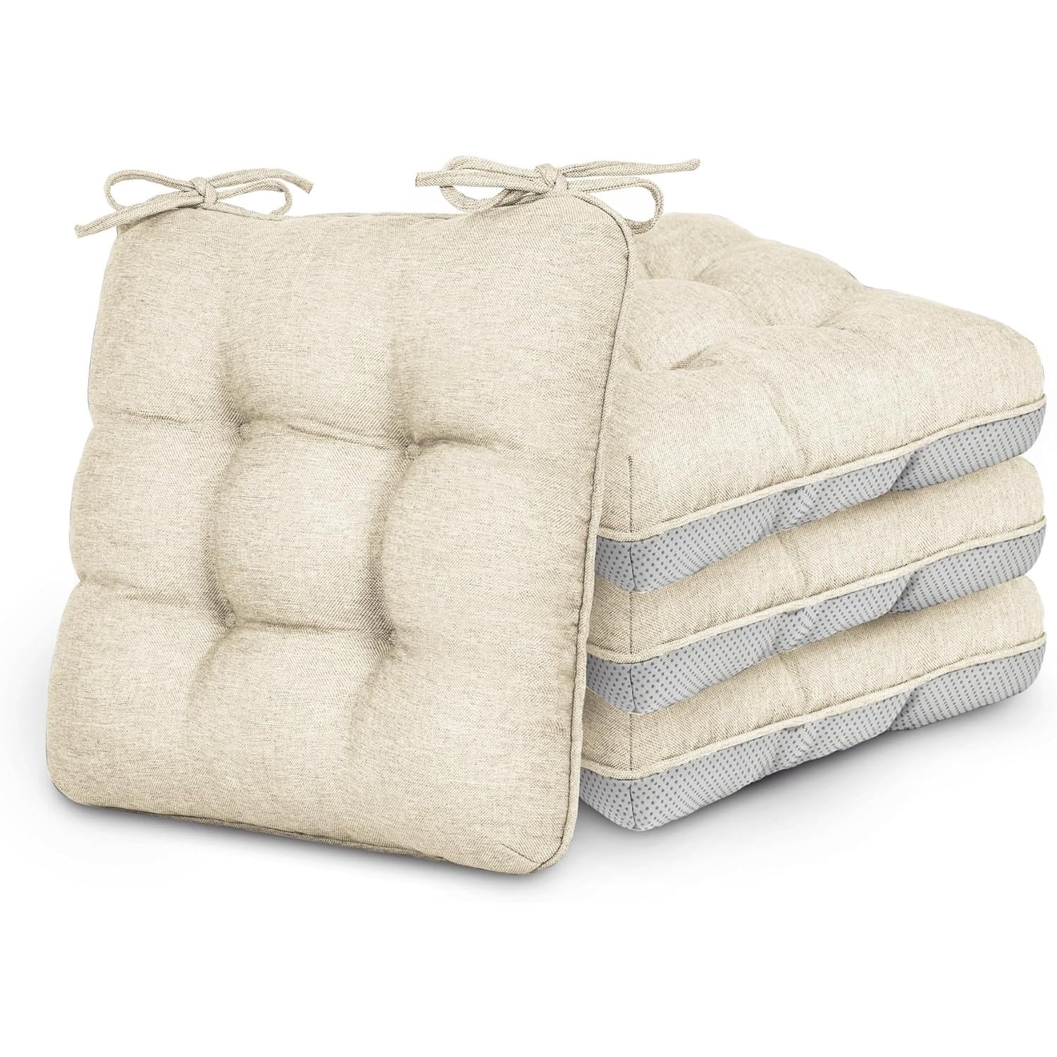 Memory Foam Chair Cushions Set of 4, Outdoor/Indoor Chair Pads for Dining Chairs 4 Pack, Seat Cushions for Kitchen, Dining Room, Office, Patio Chairs, 15.5"x15.5"x3.5"