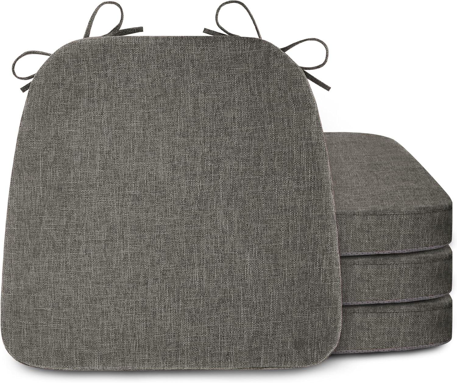 Memory Foam Chair Cushions Set Of 4 Chair Pads For Dining Chairs With Ties Non Slip Backing Seat Cushions For Dining Room Kitchen Room 16.7X16 Inches Light Gray Walmart