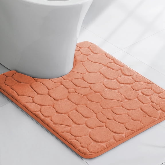 Evideco French Home Goods Memory Foam Contour Bath Mat Copper Pebble Design 18x20