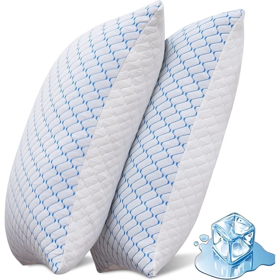 Memory Foam Cooling Pillows Queen Size Set of 2 for Side Sleepers