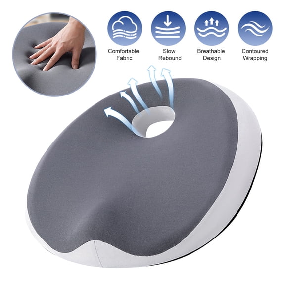 Memory Foam Cushion,3-in-1 Hip & Spine Relief,Double Venting,Pressure Relief for Office Chair,Wheelchair,Car Seat(GREY)