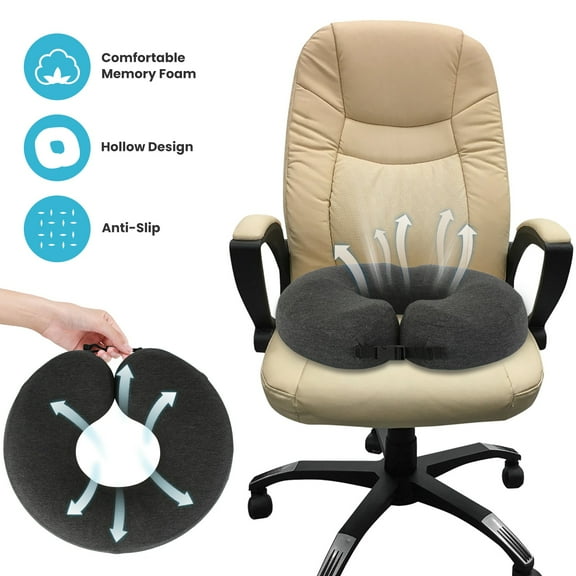 Memory Foam Donut Pillow Seat Cushion for Office Home Use, Ergonomic Chair Cushion Pad